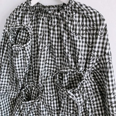 ★2023AW★frankygrow フランキーグロウ Lett. RANDOM HOLE PULLOVER BLACK CHECKED×BLACK Lett. 23FWCS-463