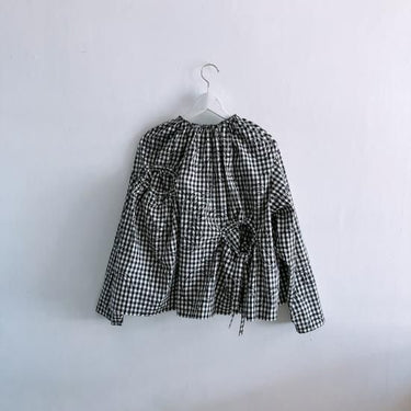 ★2023AW★frankygrow フランキーグロウ Lett. RANDOM HOLE PULLOVER BLACK CHECKED×BLACK Lett. 23FWCS-463