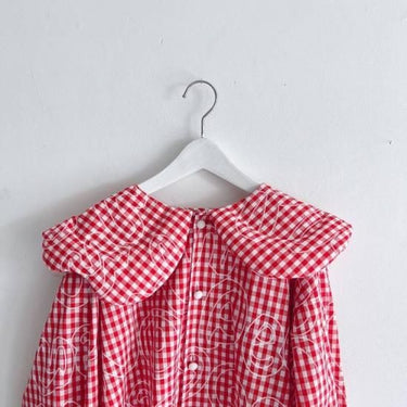 ★2023AW★frankygrow フランキーグロウ Lett. Wata COLLAR SHIRT RED CHECKED×WHITE Lett. 23FWSH-071