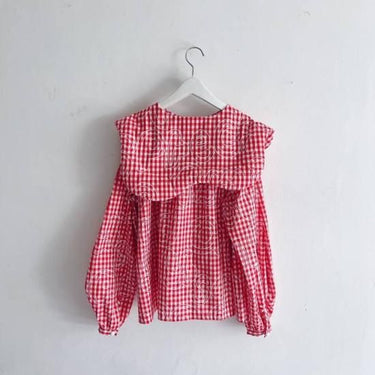 ★2023AW★frankygrow フランキーグロウ Lett. Wata COLLAR SHIRT RED CHECKED×WHITE Lett. 23FWSH-071