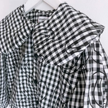 ★2023AW★frankygrow フランキーグロウ Lett. Wata COLLAR SHIRT BLACK CHECKED×BLACK Lett. 23FWSH-071