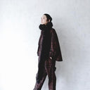 ★2023AW★michirico ミチリコ Chocolate check high collar shirts チャコール MR23AW-17(womens)