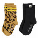 ★2023AW★mini rodini ミニロディーニ Basic leopard 2-pack socks Multi