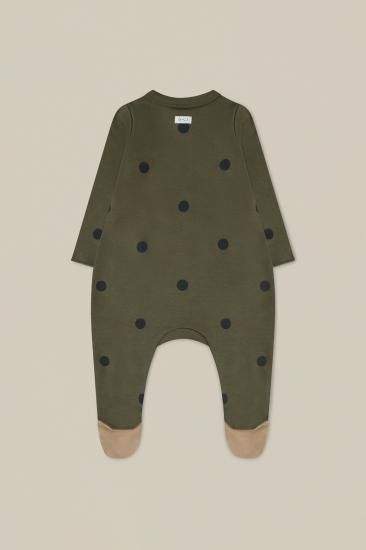 organic zoo オーガニックズー Olive Dots Suit w/ contrast feet 13ODSLOZ