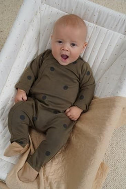 organic zoo オーガニックズー Olive Dots Suit w/ contrast feet 13ODSLOZ