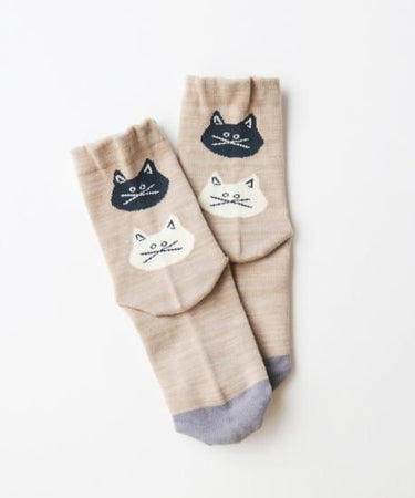 stample スタンプル 靴下 ネコ・ねこ・猫 クルーソックス３Ｐ 72821