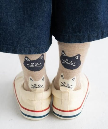 stample スタンプル 靴下 ネコ・ねこ・猫 クルーソックス３Ｐ 72821