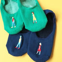 KIVISDOU キビスドウ 靴下 ウォーキング刺繍 フットカバーソックス ２Ｐ navy×green k10306