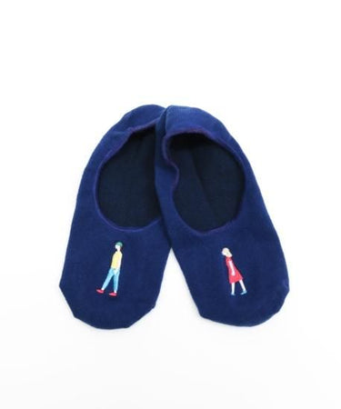 KIVISDOU キビスドウ 靴下 ウォーキング刺繍 フットカバーソックス ２Ｐ navy×green k10306