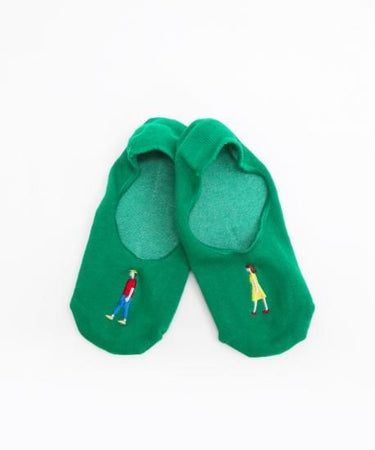 KIVISDOU キビスドウ 靴下 ウォーキング刺繍 フットカバーソックス ２Ｐ navy×green k10306