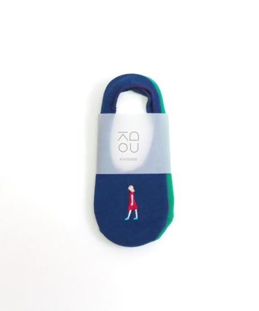 KIVISDOU キビスドウ 靴下 ウォーキング刺繍 フットカバーソックス ２Ｐ navy×green k10306