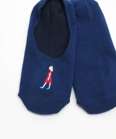 KIVISDOU キビスドウ 靴下 ウォーキング刺繍 フットカバーソックス ２Ｐ navy×green k10306