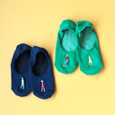 KIVISDOU キビスドウ 靴下 ウォーキング刺繍 フットカバーソックス ２Ｐ navy×green k10306