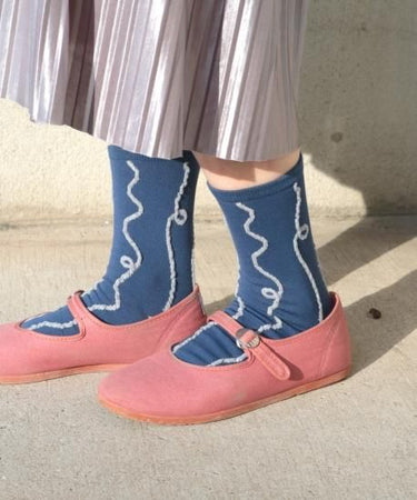 KIVISDOU キビスドウ 靴下 ストリングフロートクルーソックス ２Ｐ k40538