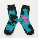 KIVISDOU キビスドウ 靴下 デカルコマニー クルーソックス black×lightblue ２Ｐk40643