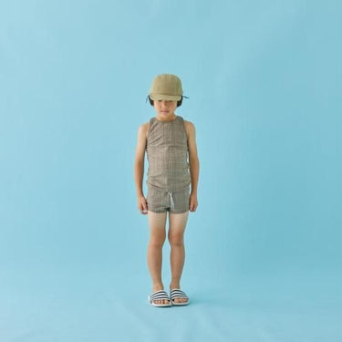 ★2024SS★MOUN TEN. マウンテン swim tanktop khaki check MW04-1149