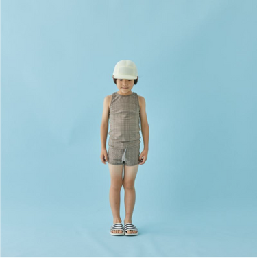 MOUN TEN. マウンテン swim shorts khaki check MW06-1151 MW06-1748