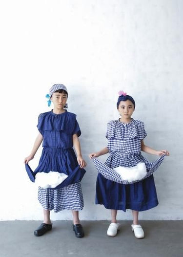 ★40%OFF★2024SS★michirico ミチリコ Shirring check layered skirts 黒×青チェック MR24SS-21(kids)