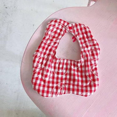 ★frankygrow BABY★frankygrow フランキーグロウ Lett. Wata Reversible Bib RED CHECKED – WHITE Lett. fgby2