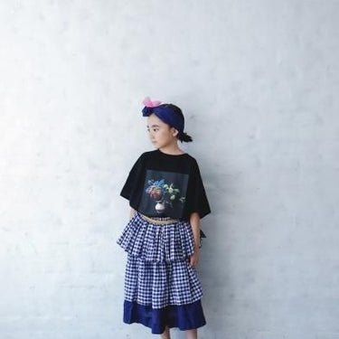 ★40%0FF★2024SS★michirico ミチリコ Flower T ブラック MR24SS-02 (kids/womens/mens)