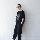 ★40%0FF★2024SS★michirico ミチリコ Flower T ブラック MR24SS-02 (kids/womens/mens)