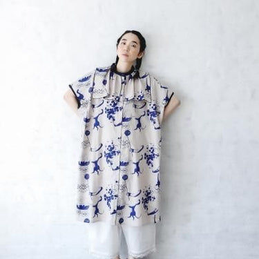 ★40%OFF★2024SS★michirico ミチリコ Souvenir front open dress サファイアブルー MR24SS-18(womens)