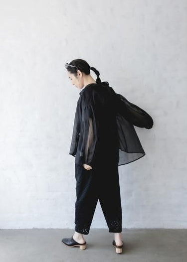 ★40%0FF★2024SS★michirico ミチリコ Organza shirts ブラック MR24SS-31(womens)