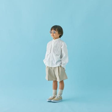 MOUN TEN. マウンテン stretch typewriter wide shirt white MS32-1501