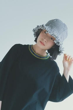 ★50%OFF★2024SS★nunuforme ヌヌフォルム オーガニックデニムフリンジチューリップハット Navy nf21-hat01