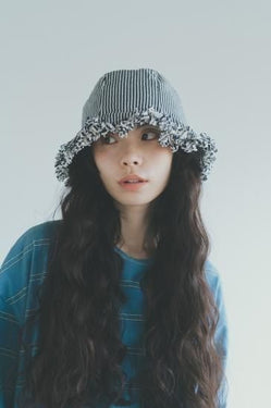 ★50%OFF★2024SS★nunuforme ヌヌフォルム オーガニックデニムフリンジチューリップハット Navy nf21-hat01