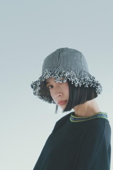 ★50%OFF★2024SS★nunuforme ヌヌフォルム オーガニックデニムフリンジチューリップハット Navy nf21-hat01