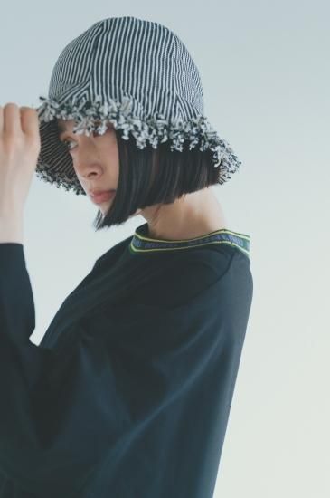 ★50%OFF★2024SS★nunuforme ヌヌフォルム オーガニックデニムフリンジチューリップハット Navy nf21-hat01