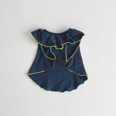 ★frankygrow DOG★frankygrow フランキーグロウ フリルカラーTEE NAVY-RED Strawberry 24FDG002