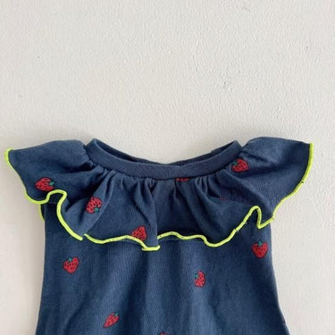★frankygrow DOG★frankygrow フランキーグロウ フリルカラーTEE NAVY-RED Strawberry 24FDG002