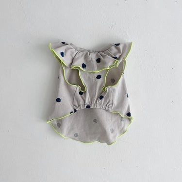 ★frankygrow DOG★frankygrow フランキーグロウ フリルカラーTEE BEIGE GRAY-BLUE Strawberry 24FDG002
