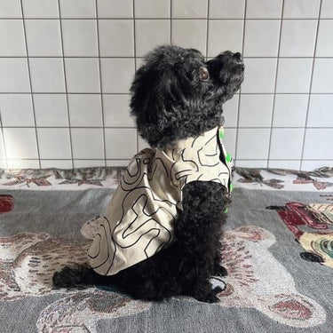 ★frankygrow DOG★frankygrow Lett. RANDOM アシンメトリーカラー SHIRT BEIGE×BLACK Lett. 24FDG001