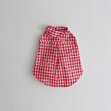 ★frankygrow DOG★frankygrow アシンメトリーカラー SHIRT RED PLAID 24FDG001