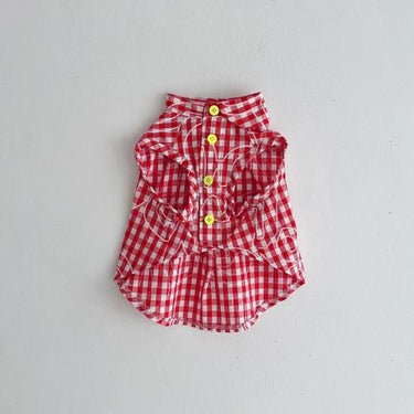 ★frankygrow DOG★frankygrow アシンメトリーカラー SHIRT RED PLAID 24FDG001