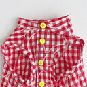 ★frankygrow DOG★frankygrow アシンメトリーカラー SHIRT RED PLAID 24FDG001