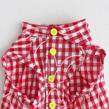★frankygrow DOG★frankygrow アシンメトリーカラー SHIRT RED PLAID 24FDG001