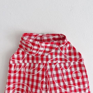 ★frankygrow DOG★frankygrow アシンメトリーカラー SHIRT RED PLAID 24FDG001