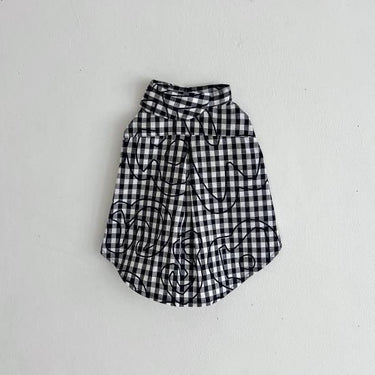 ★frankygrow DOG★frankygrow Lett. RANDOM アシンメトリーカラー SHIRT BLACK PLAID 24FDG001