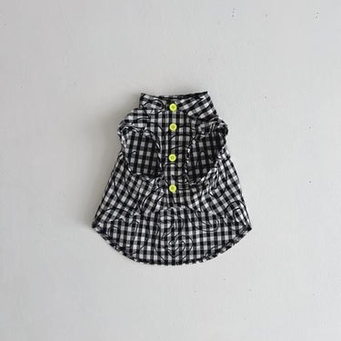 ★frankygrow DOG★frankygrow Lett. RANDOM アシンメトリーカラー SHIRT BLACK PLAID 24FDG001