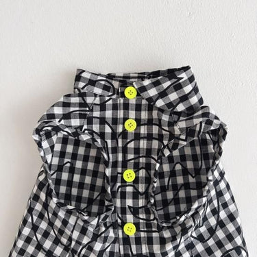 ★frankygrow DOG★frankygrow Lett. RANDOM アシンメトリーカラー SHIRT BLACK PLAID 24FDG001