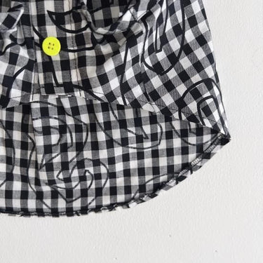 ★frankygrow DOG★frankygrow Lett. RANDOM アシンメトリーカラー SHIRT BLACK PLAID 24FDG001