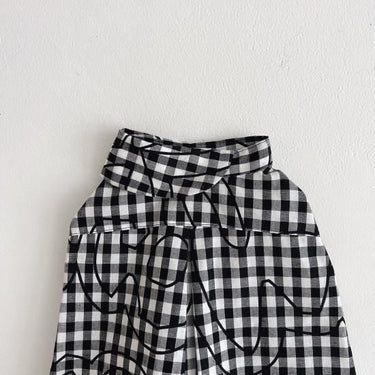 ★frankygrow DOG★frankygrow Lett. RANDOM アシンメトリーカラー SHIRT BLACK PLAID 24FDG001