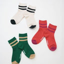 stample スタンプル 靴下 スラブスイッチ ライン リブショートソックス ３Ｐ white&red&green 72978

