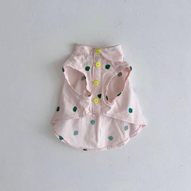 ★frankygrow DOG★frankygrow アシンメトリーカラー SHIRT PINK-GREEN Strawberry 24FDG001