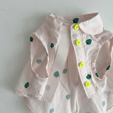 ★frankygrow DOG★frankygrow アシンメトリーカラー SHIRT PINK-GREEN Strawberry 24FDG001