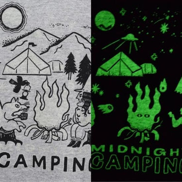 GLOW CASPER MIDNIGHT CAMP グローキャスパー ミッドナイトキャンプ KIDS 暗闇で光る蓄光Tシャツ G-3